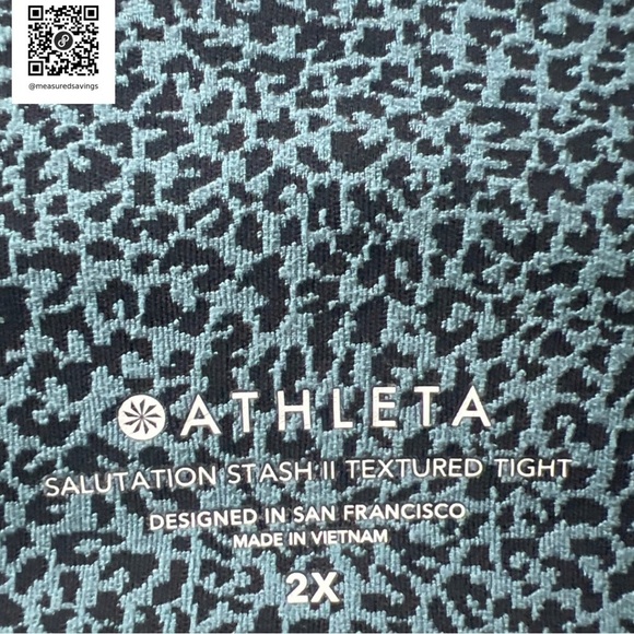 Athleta [Size 2X] Teal Cheetah Salutation Stash II Leggings - New without Tags - Picture 2 of 9